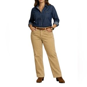 Talbots Women Yellow Tan Corduroy Pants‎ Straight Leg Stretch Jeans Size: 12/P